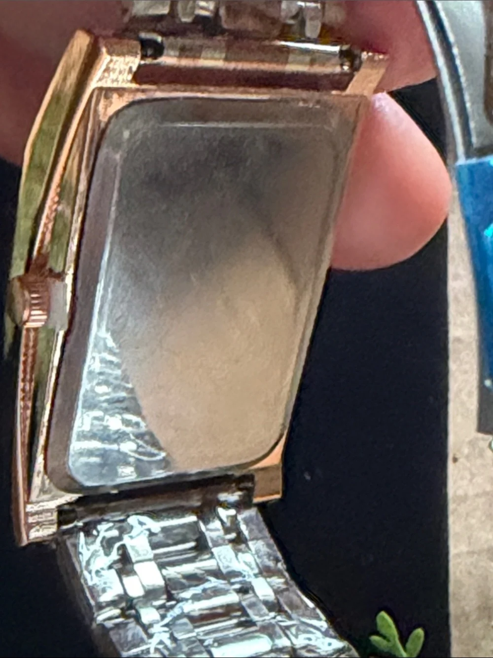 Rose Gold Crystal-Accent Rectangular Quartz Watch